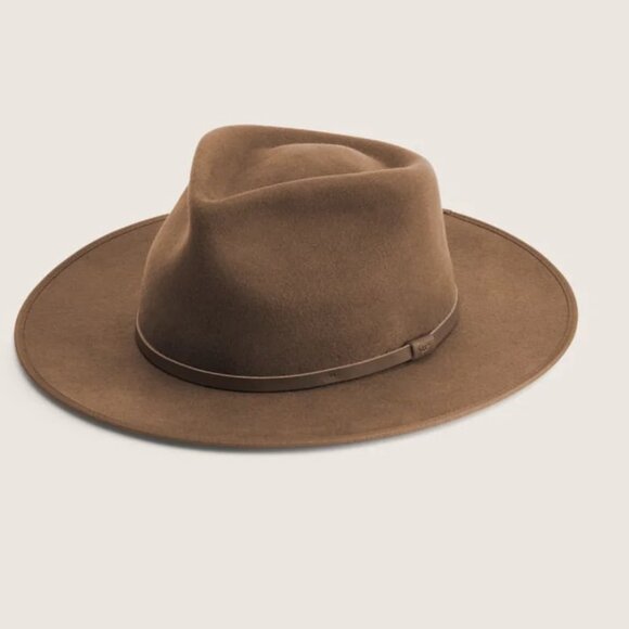 NWT  Will & Bear Calloway Widebrim Fedora Hat Tan / Brown Wool Size Small Unisex - Picture 2 of 12